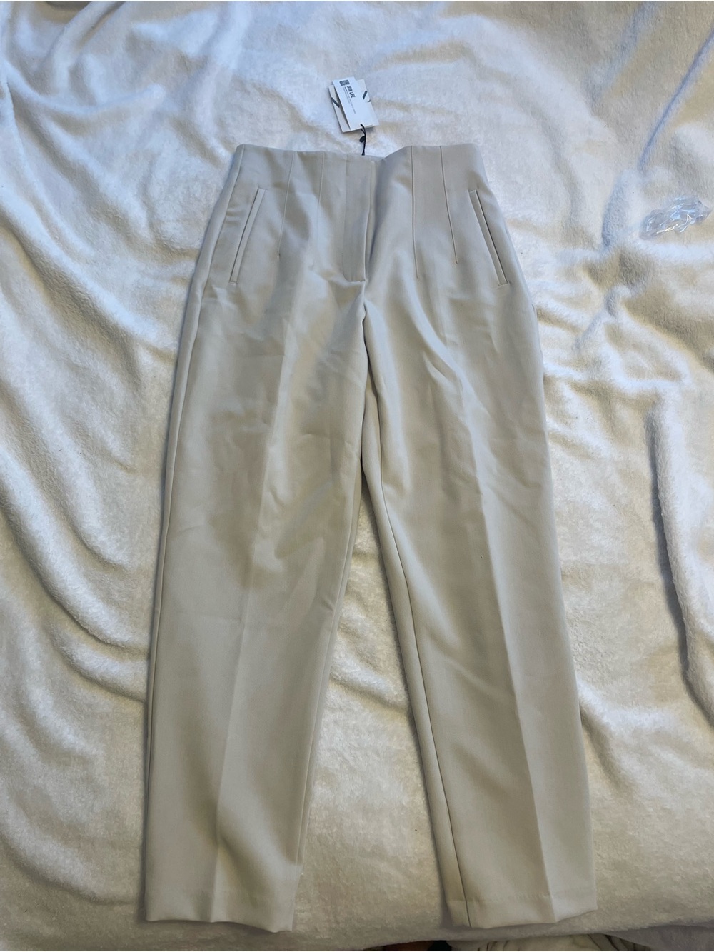 Zara Women’s Cream High-Rise Tailored Trousers